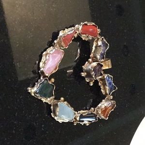 Heart shaped semi precious stone pendant